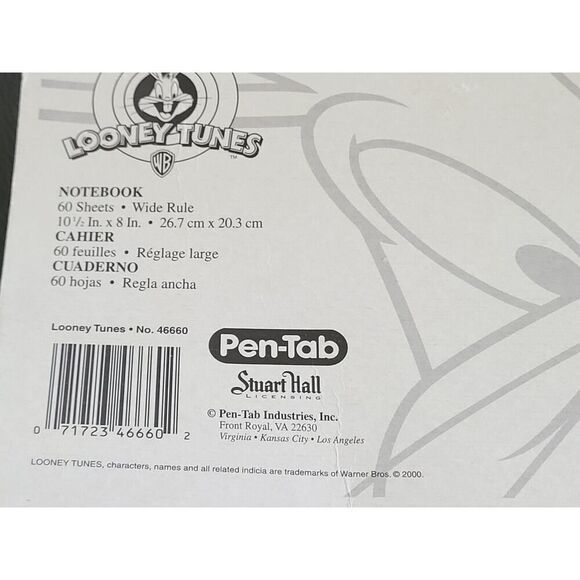 Vintage Looney Tunes Bugs Bunny Notebook Wide Rule 1998 Loony Toons - Picture 4 of 4